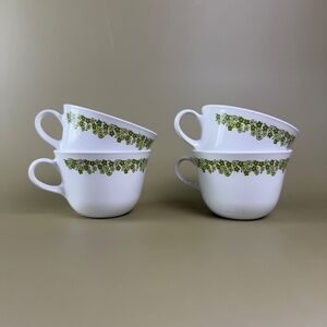 Corelle Spring Blossom Green Coffee Cups | Set of 4 | Made in USA